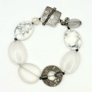 Silpada Retired B1946 White Howlite & White Jade Toggle Bracelet
